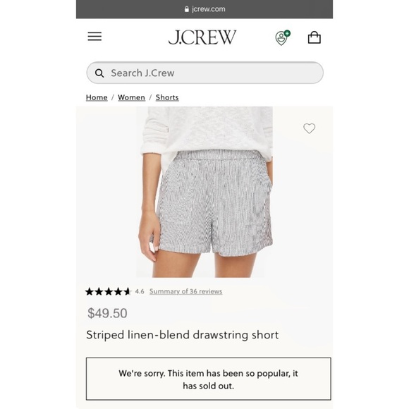 J CREW Linen Blend Pull On Striped Shorts — MEDIUM — White & Vintage Black - Picture 7 of 8